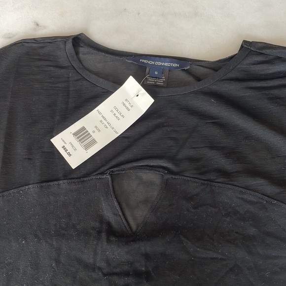 French Connection Black Mesh Top - Picture 3 of 9